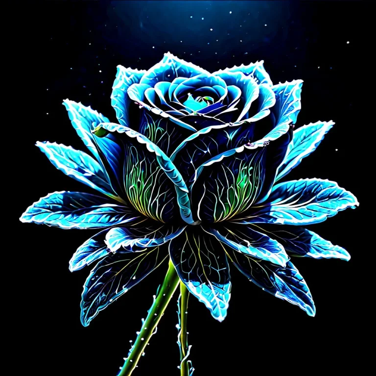 Masterpiece, Best Quality, A Single Glowing Rose Blooming In...