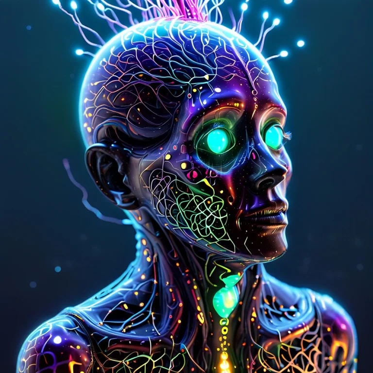 Surreal, Dreamlike Portrait Of An Iridiscent Ruby-gold-wine...
