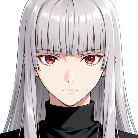 1boy, Bishounen, Grey Hair, Blunt Bangs, Long Hair, Red Eyes... — Stable Diffusion AI Prompt: 1boy, bishounen, grey hair, blunt bangs, long hair, red eyes, kasukabe akira, sa...