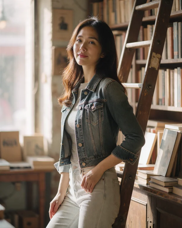 Korean Woman In Her Early 20s, Dressed In A Stylish Outfit W...