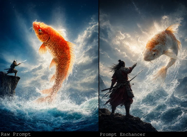 A Dramatic Vertical Fantasy Seascape Shows A Lone Samurai-li...