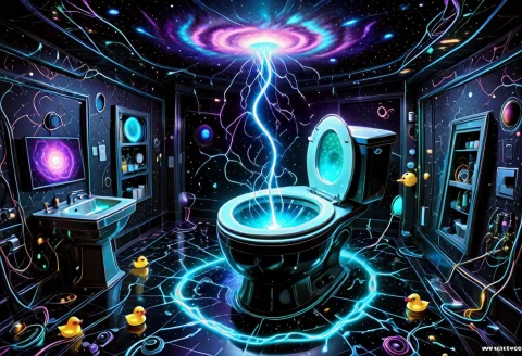 Lazypos, Myststyle, No Humans, Scenery, Giant Toilet Floatin... — SDXL AI Prompt: lazypos, myststyle, no humans, scenery, giant toilet floating in space, high ang...