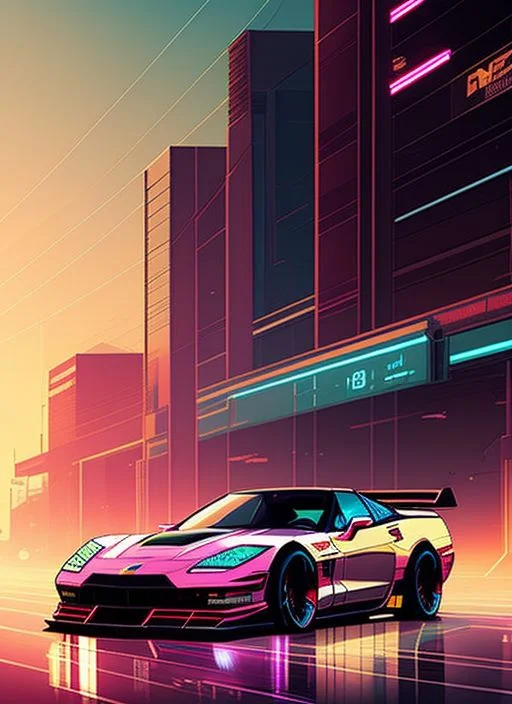 Nvinkpunk1.2 Snthwve Style0.8 Corvette, Lightwave, Sunset, I...