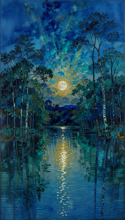 A Luminous, Ethereal Painting Depicting A Lakeside Scene At...