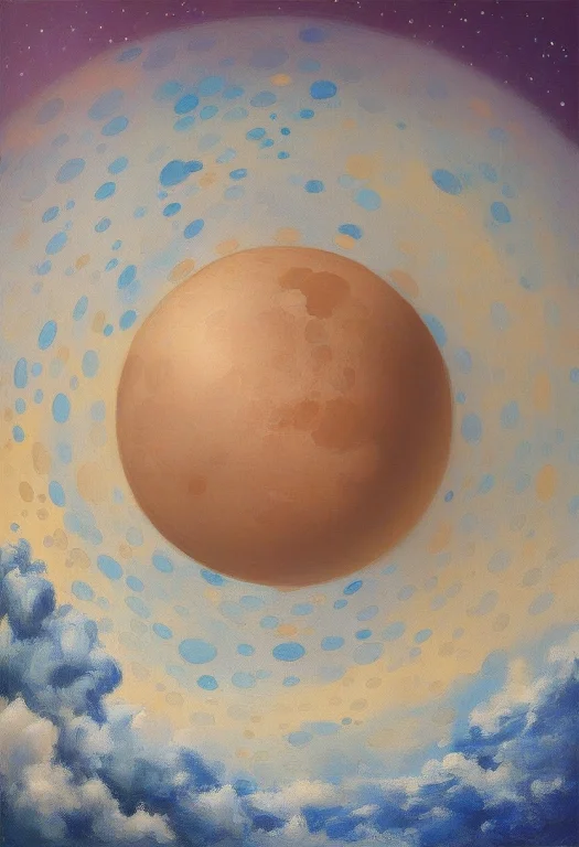 A Space Station Slowly Orbiting A Banded Gas Giant, Gouache...