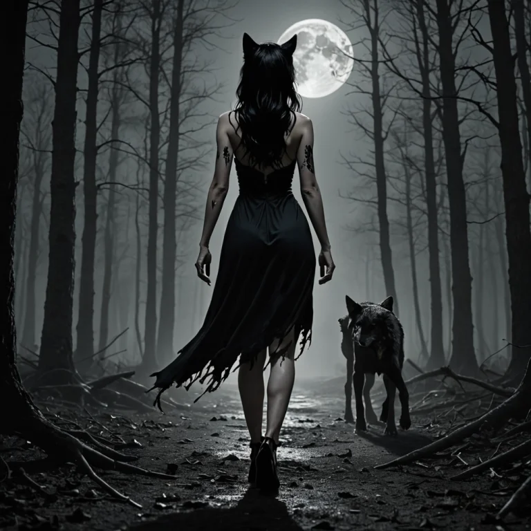 Shewrwlfv1, She-wolf Hybrid Woman, Strict Back View, Full Bo...