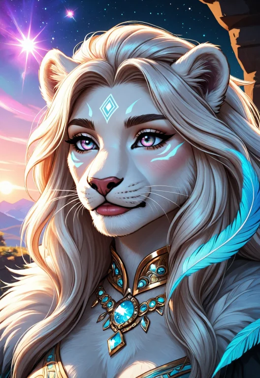 Woman Mid Shot In A Small And Cute White Lion Spawns An Ador...