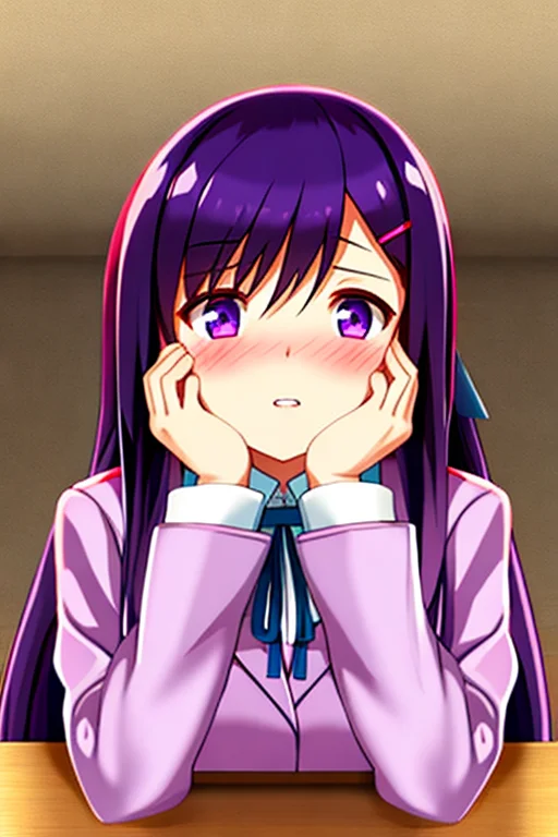 1girl, Yuriddlc, Solo, Knife, Blood On Hands ,purple Eyes, L...