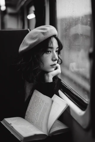 Highleveldescriptiona Moody, Black-and-white Cinematic Close... — Stable Diffusion AI Prompt: {"high_level_description":"A moody, black-and-white cinematic close-up of a youn...