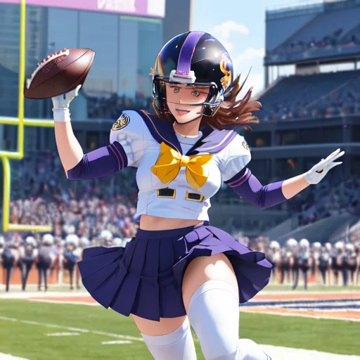 Anime Girl Football Player Wearing Baltimore Ravens Uniform...