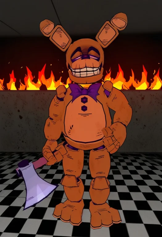 Vpspr1ng, Male, Rabbit, Animatronic, Purple Bow Tie, Outline...