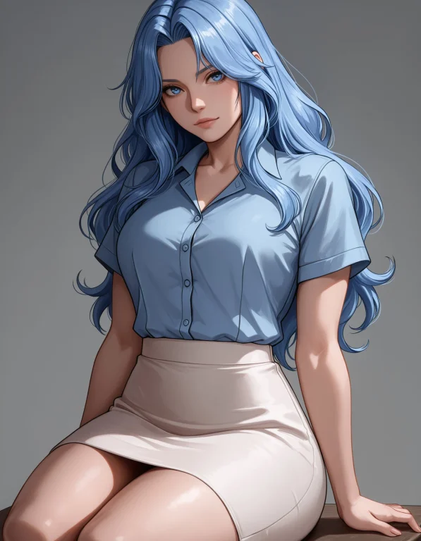 Artist Style Llam, Zzkaren, Blue Eyes, Blue Hair, Long Hair,...