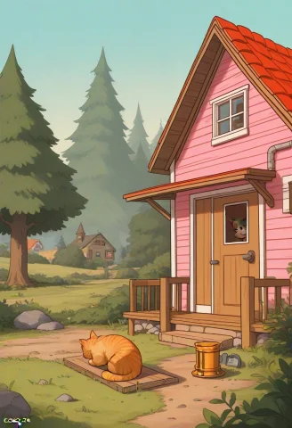 2cats, Cozy House — Stable Diffusion AI Prompt: 2Cats, cozy house