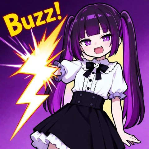 A Character With Two Purple Ponytails, White Shirt, Black Sk... — Stable Diffusion AI Prompt: A character with two purple ponytails, white shirt, black skirt, being attacked...