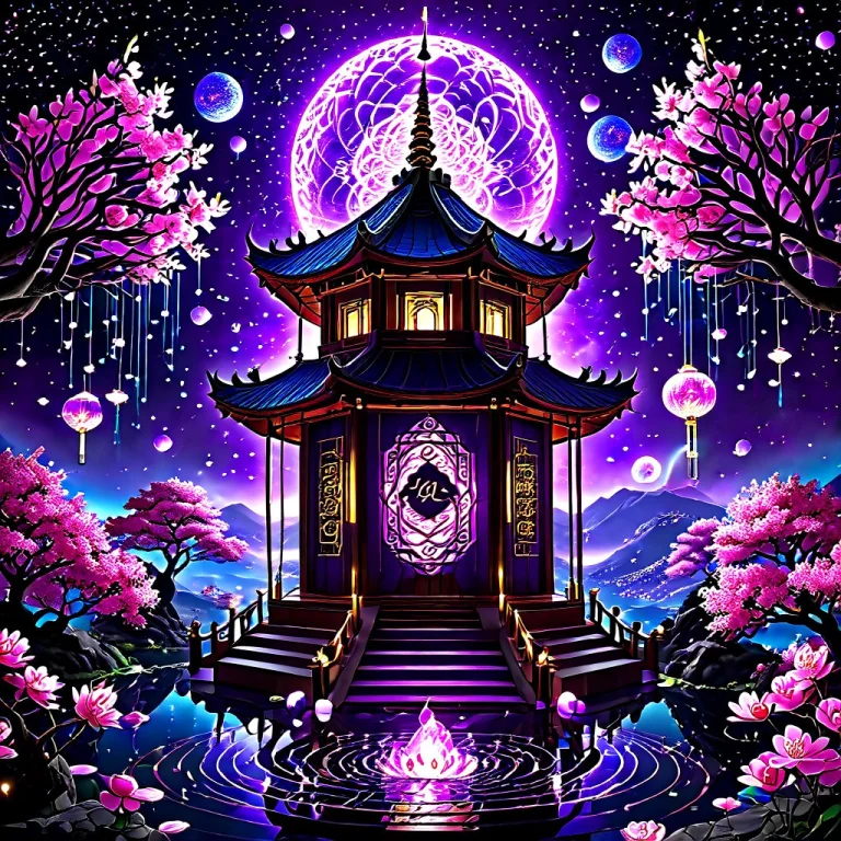 Masterpiece, Best Quality, A Floating Oriental Temple In Dee...