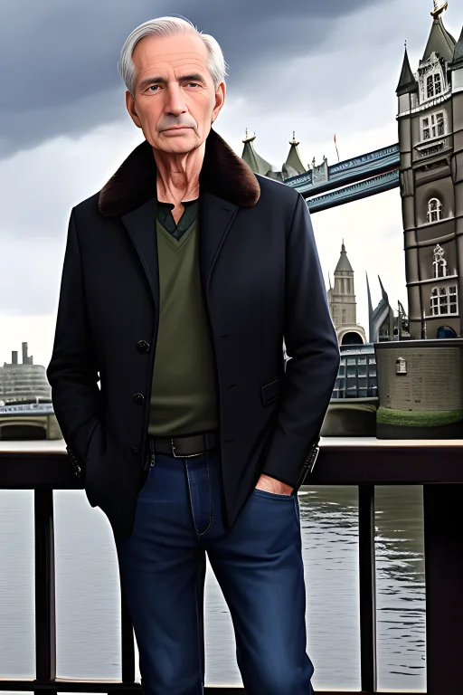 Mascuilne. Handsome, 75 Year Old, Old Man, Against The Backd...