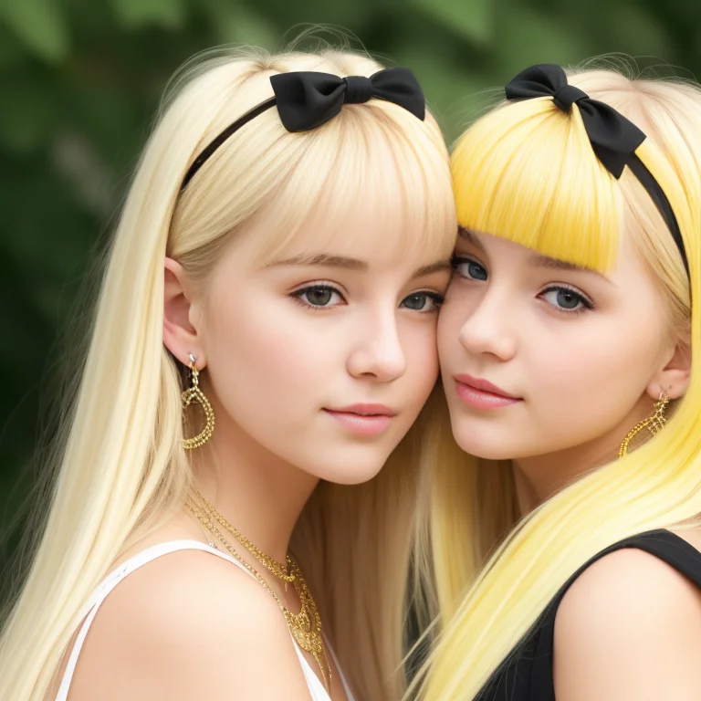 2girls, Blonde Hair, Jewelry, Looking At Viewer, Yellow Hair...
