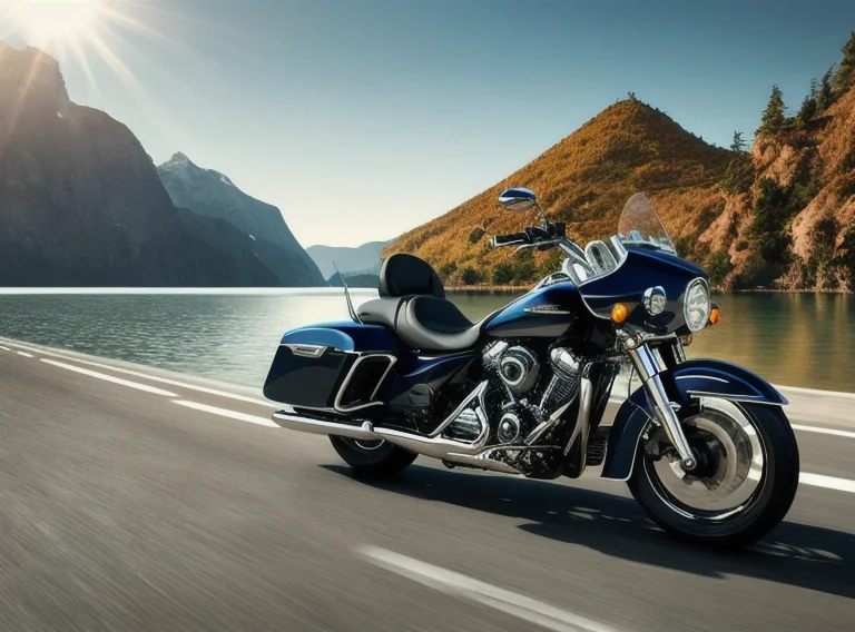 Futuristic Elegant, Beautiful Motorbike On The Water, Flower...