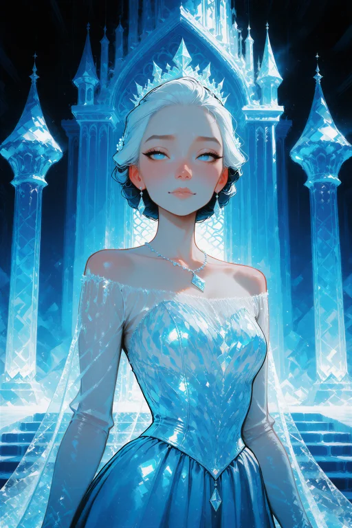 Digital Illustration, A Regal Woman With Pale Icy-blue Hair...