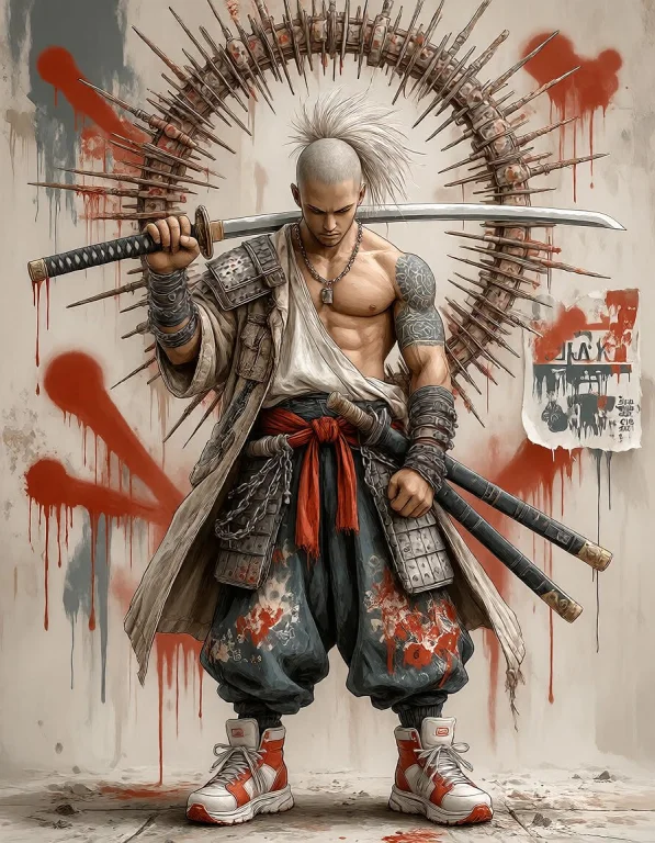 Create A Stylized Full-body Comic Illustration Of A Muscular...