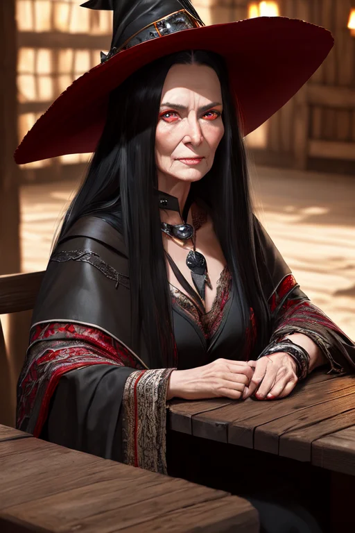 Modelshoot Style, 8k, Portrait Of An Old Witch With Long Gre...