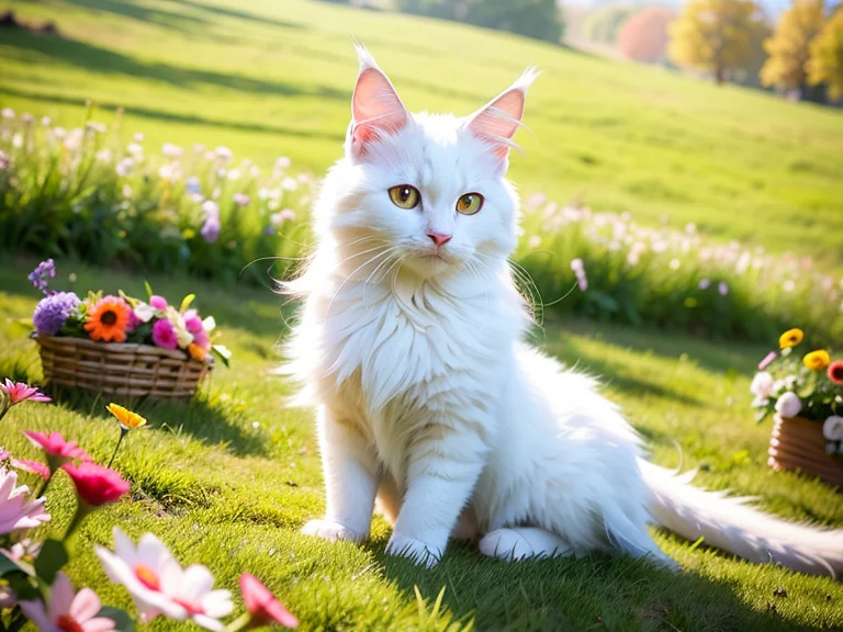 1cat, Maine Coon, Coon Cat, Maine Shag, White Cat, Cat Eyes,...