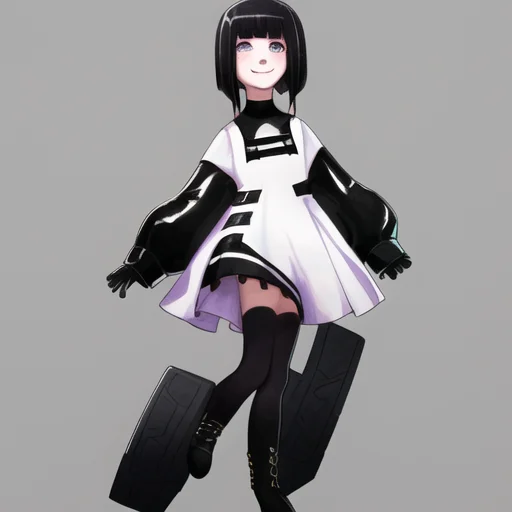 Loraexocolonistpeople1, 1girl, Teenager, Black Hair, White D...