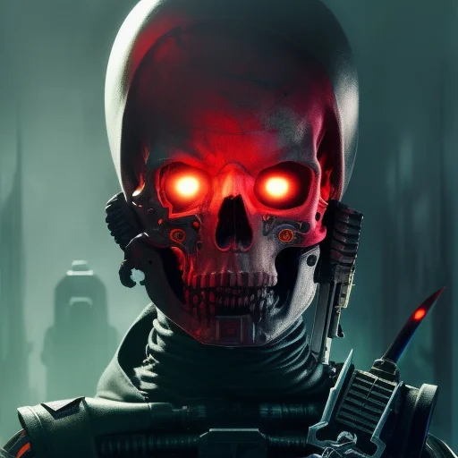 Cute Girl, Threatening, Cyber, Punk, Skull, Warhammer 40k, M...