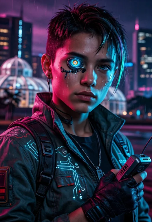 Close-up Portrait Of A Young Resistance Fighter In Dystopian...