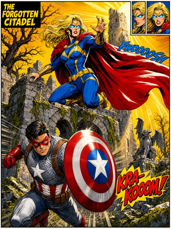 A Striking Comic-book-inspired Scene Featuring A Powerful Bl...
