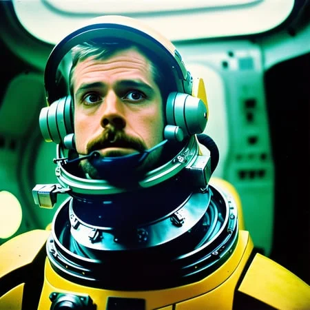 Perfect Portrait Photo Of A Handsome Astronaut In A Spaceshi...