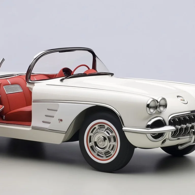Photograph Of A Classic White Convertible Car With Its Left...