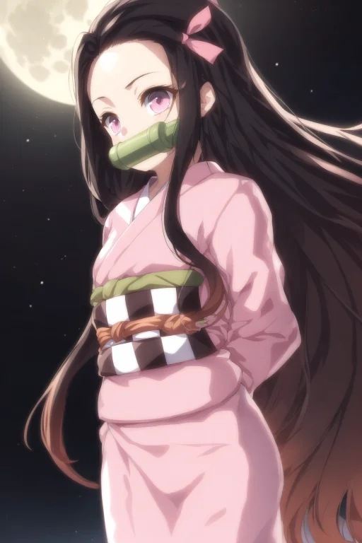 Loranezuv10.6, 1girl, Asa No Ha Pattern, Bamboo, Bit Gag, Bl...