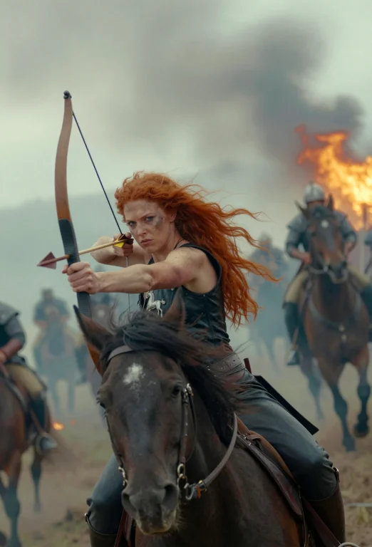 A Striking Woman With Long, Flowing Red Hair Dominates The F...