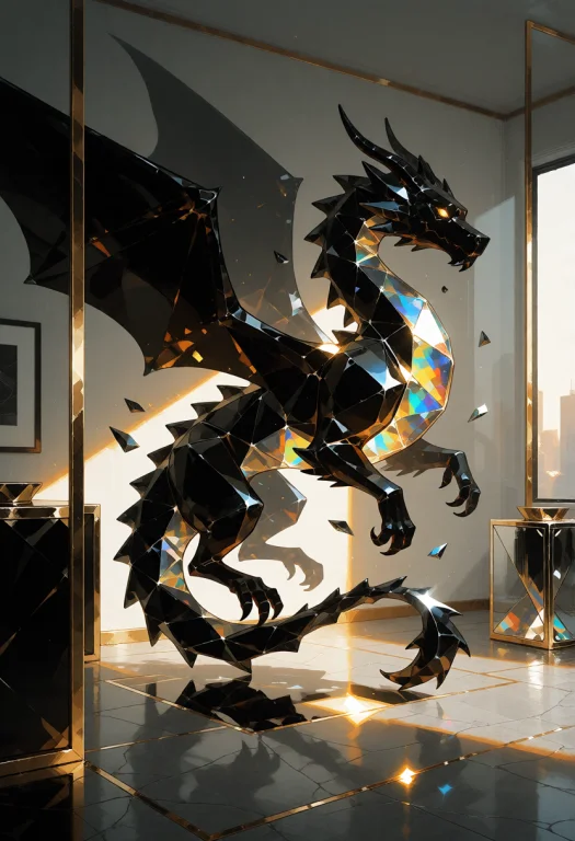 A Semi Realistic Illustration Featuring Abstract Geometric C...