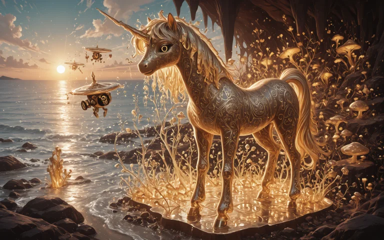 Very Aesthetic, 12k, Porcelain Ponies, Drone, Bioluminescent...