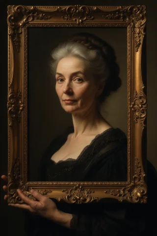 Nested Portrait Photograph, Three-quarter Of A 55-year-old W... — Stable Diffusion AI Prompt: nested portrait photograph, three-quarter of a 55-year-old woman with a regal sq...