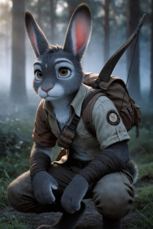 Ph0tika, Anthropomorphic, A Rabbit Man With Gray Fur And Ale...