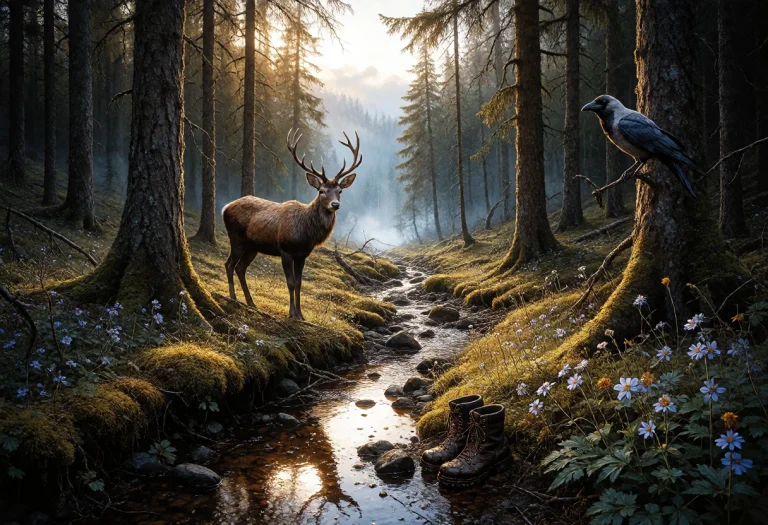 A Midday Summer Afternoon In A Sun-dappled Forest Clearing S...