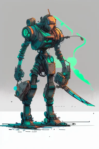 Nvinkpunk A Robot With A Sword And A Chain Attached To Its B...