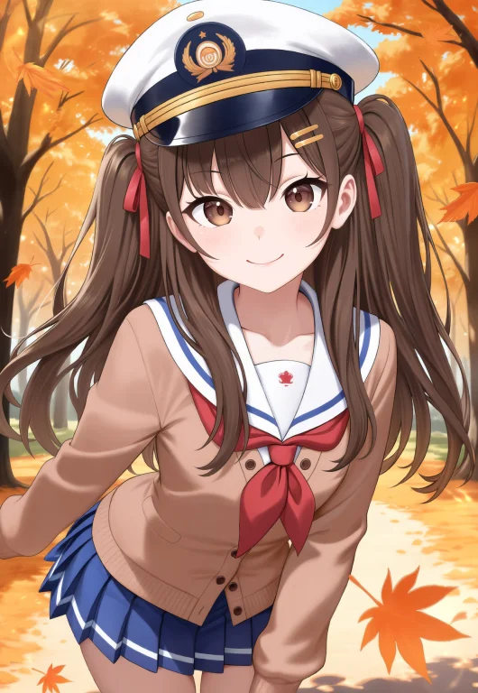 Masterpiece, Best Quality, In A Autumn Park With Falling Ora...