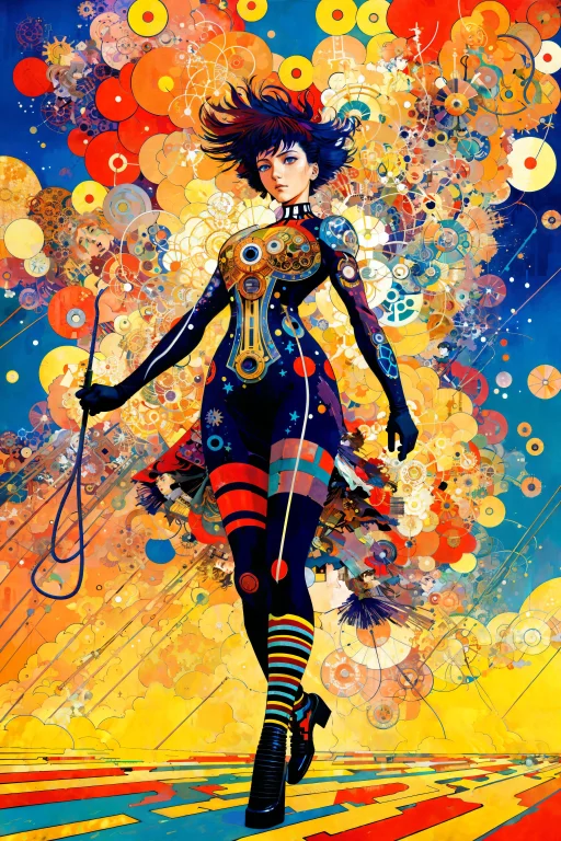 Mechanical Girlabstract Background0.5, Explosive Pose, Expre...