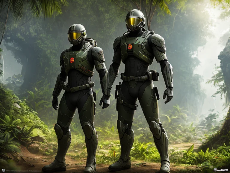 Soldier Wearing A Nanosuit From Crysis Is Looking At The Jun...