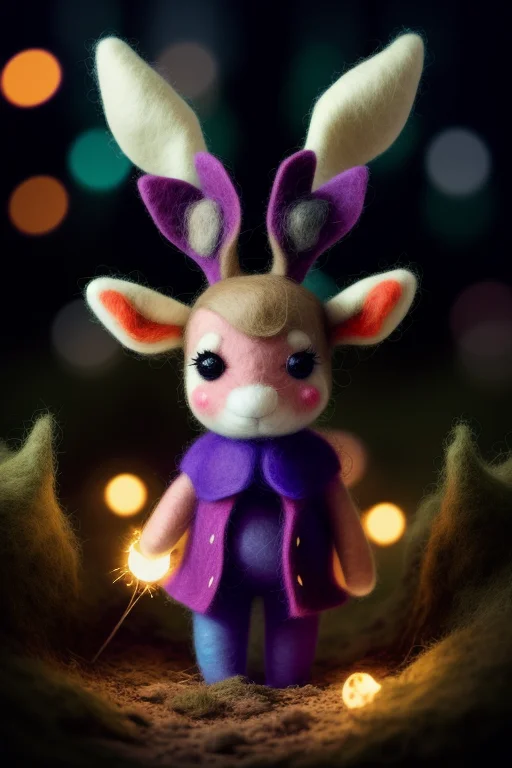 Beautiful Portrait Of Cute Jackalope In The Middle Of Magica...