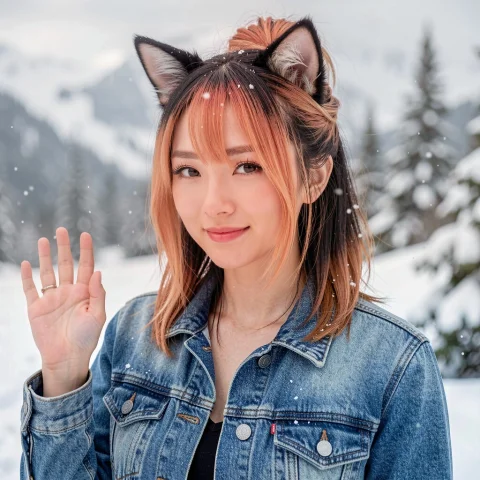 No Humans, Waist-length Hair, Gradient Hair, Half Updo, Deni... — Stable Diffusion AI Prompt: no humans, waist-length hair, gradient hair, half updo, denim jacket, cat ears,...