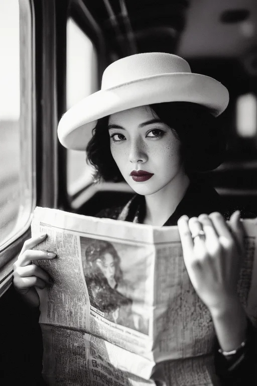 Highleveldescriptiona Haunting, High-contrast Monochrome Por...