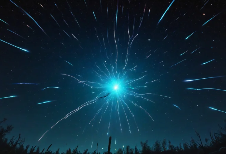 A Night Sky Of Shooting Stars ,bioluminescent Light Cosmic G...
