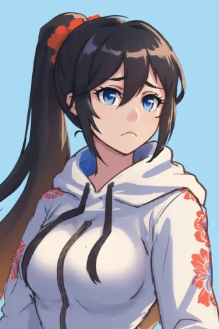 Masterpiece, Best Quality, Black Hair, Bangs, Hair Between E... — Stable Diffusion AI Prompt: masterpiece, best quality, black hair, bangs, hair between eyes, hair flower, po...