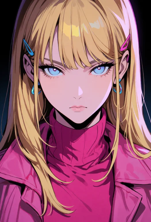 Darksynthstyle, The Image Shows A Young Woman In A Vivid Ani...