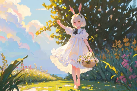 Masterpiece,best Quality,1girl, Solo, Armatside, Armup,anima... — Stable Diffusion AI Prompt: ((masterpiece,best quality)),1girl, solo, arm_at_side, arm_up,animal ears, rabbi...